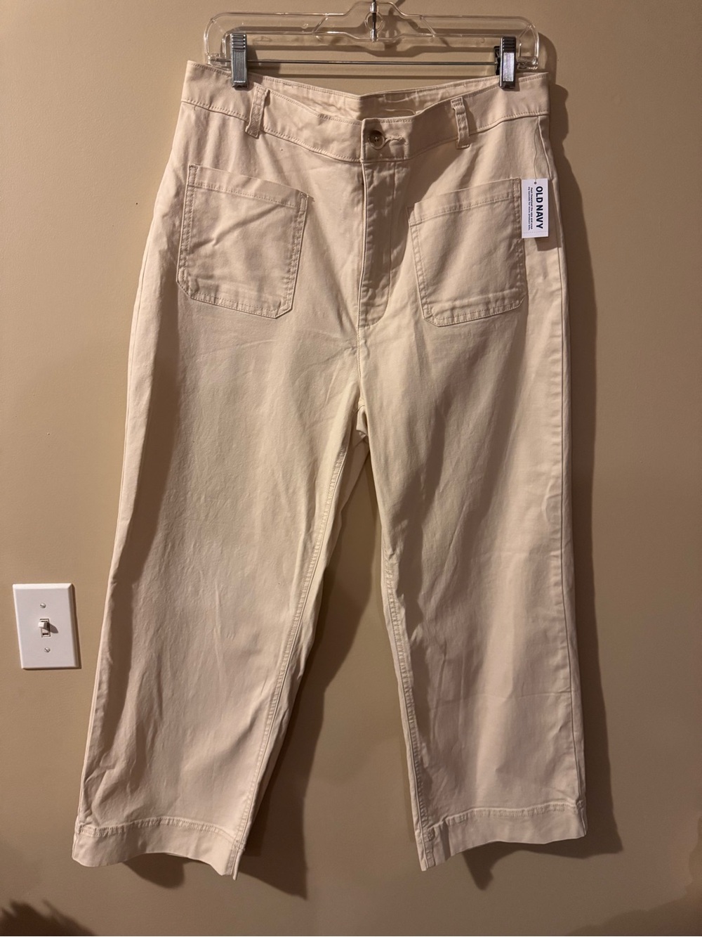 NWT Old Navy Cream High-Rise Wide-Leg Jeans - Front Patch Pockets